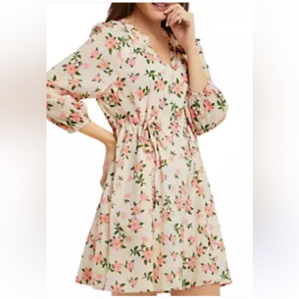 Draper James Cottage Floral Mini Dress Cream Long Sleeve Babydoll Brunch Shower